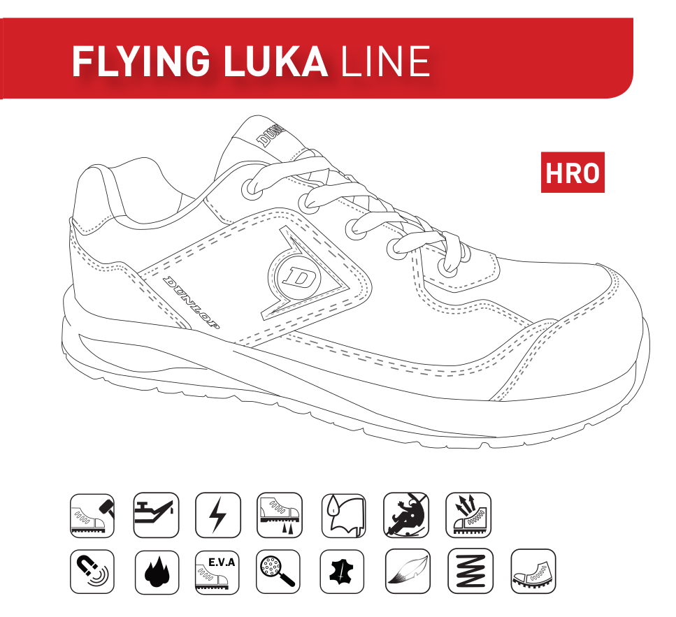Zapatos de Seguridad Dunlop Flying-Luka-S3 Charcoal-Rojo